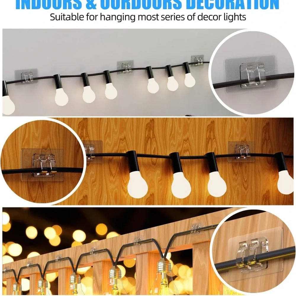 Adhesive Hooks for outdoor string lights 100pk